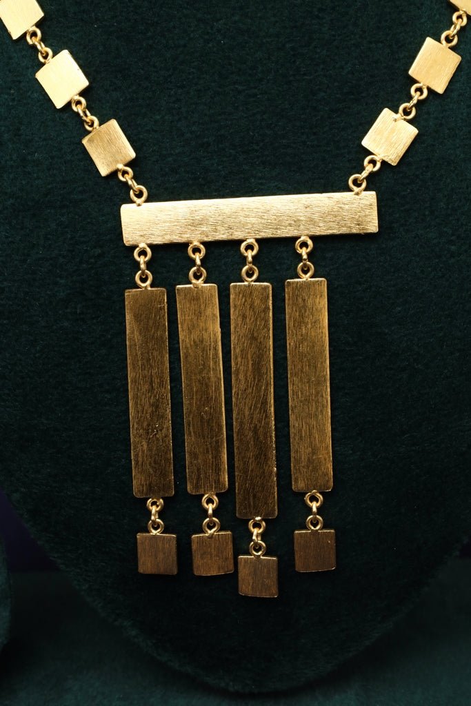 Golden Fringe Necklace – Gold - Plated Geometric Statement Jewelry - Zehnaz.ae