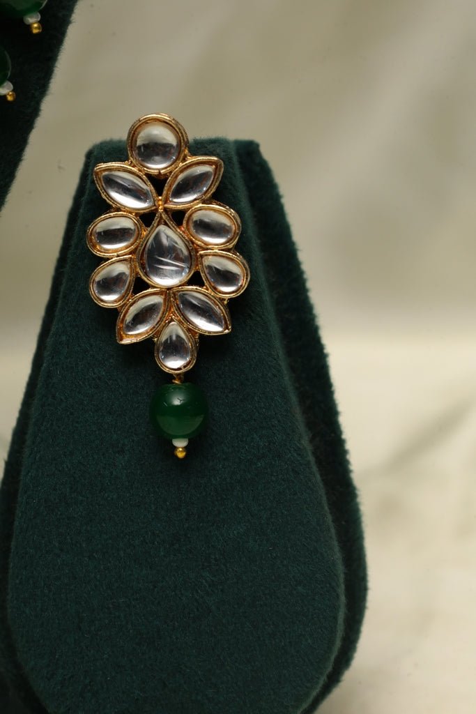 Green Kundan Gold Plated Choker Necklace Set - Zehnaz.ae