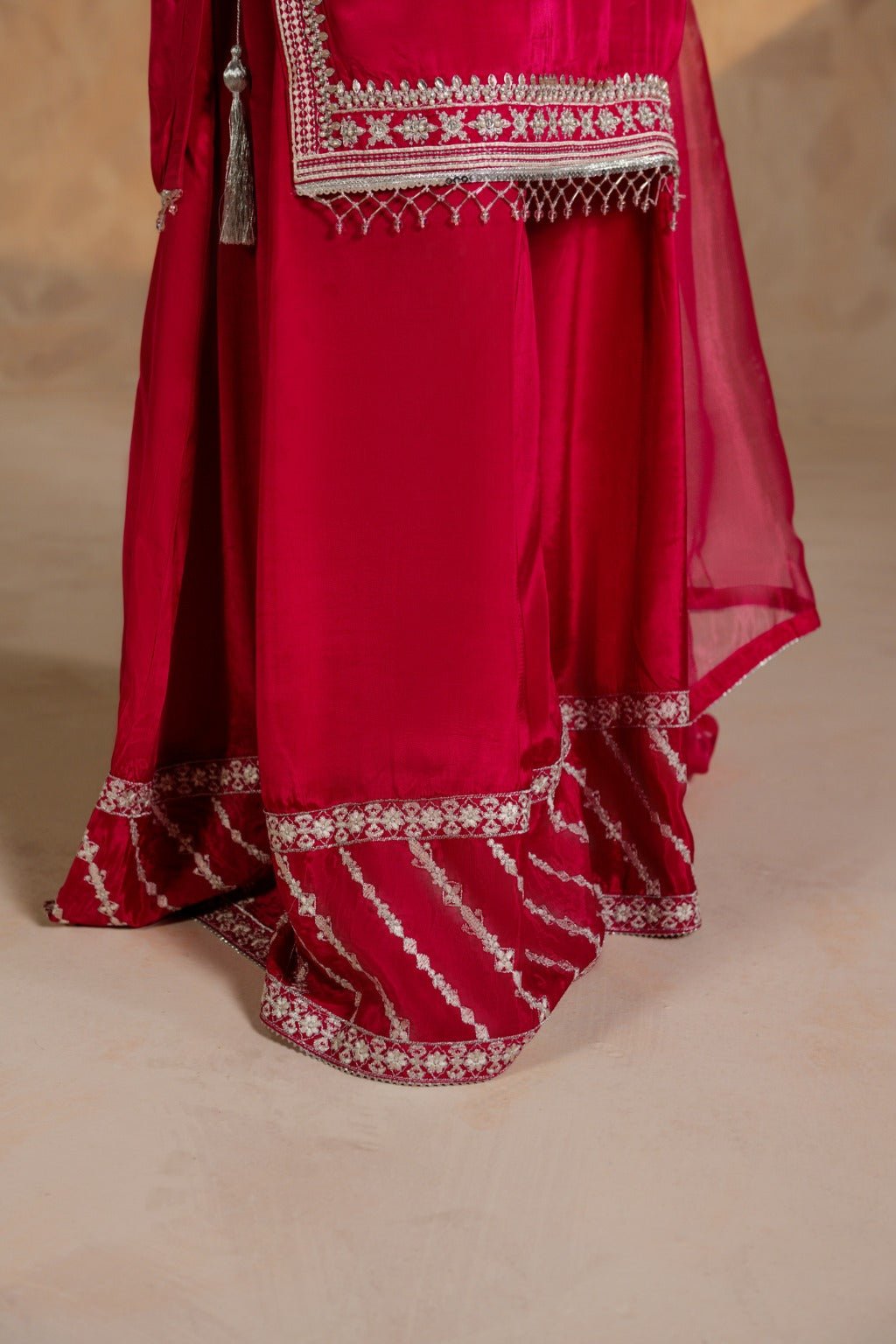 GULNAAR – Embroidered Russian Silk Sharara Set - Zehnaz.ae