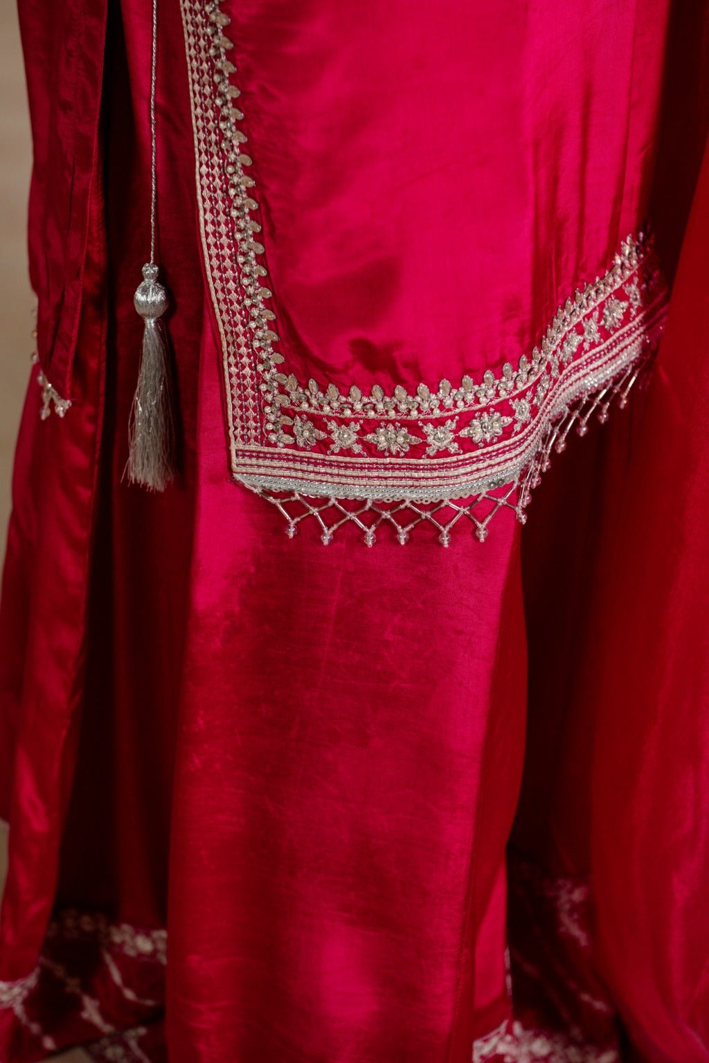 GULNAAR – Embroidered Russian Silk Sharara Set - Zehnaz.ae