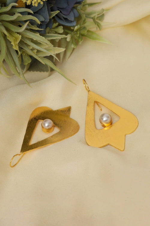 Matte Gold Pearl Drop Earrings