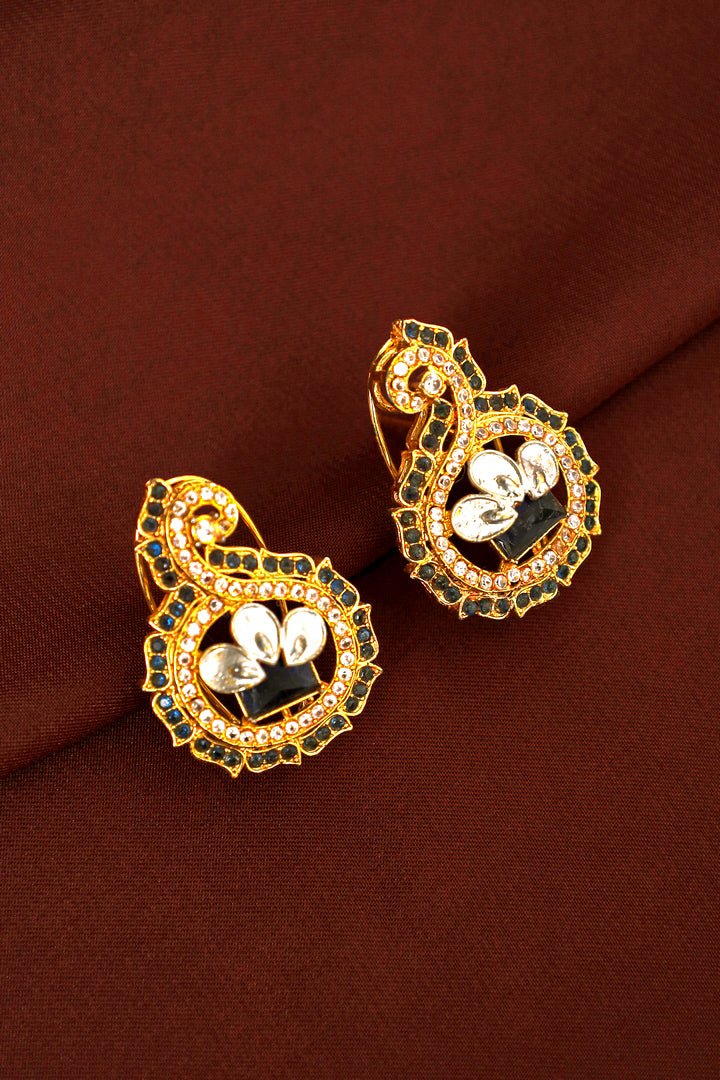 Paisley Shaped Stud Earrings - Zehnaz.ae