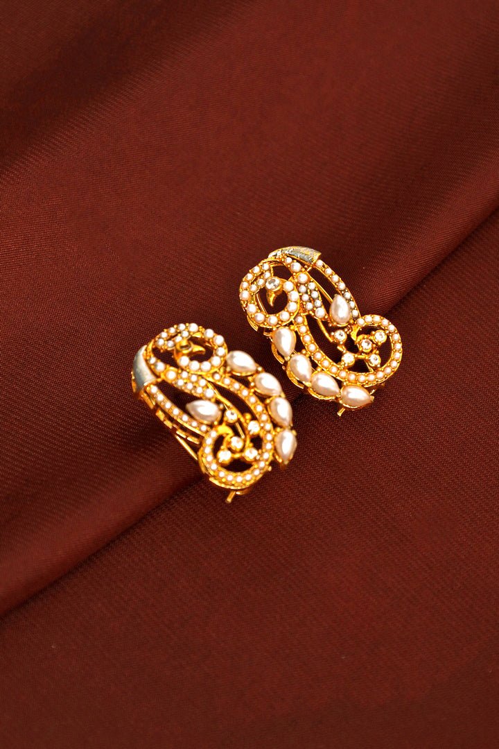 Pearl Traditional Kaan Phool Earrings - Zehnaz.ae