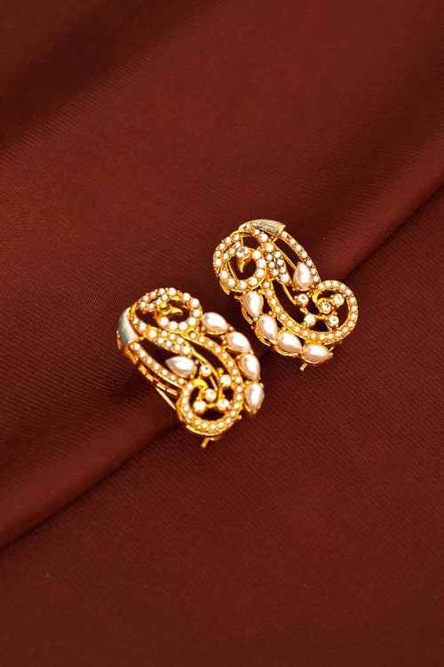 Pearl Traditional Kaan Phool Earrings