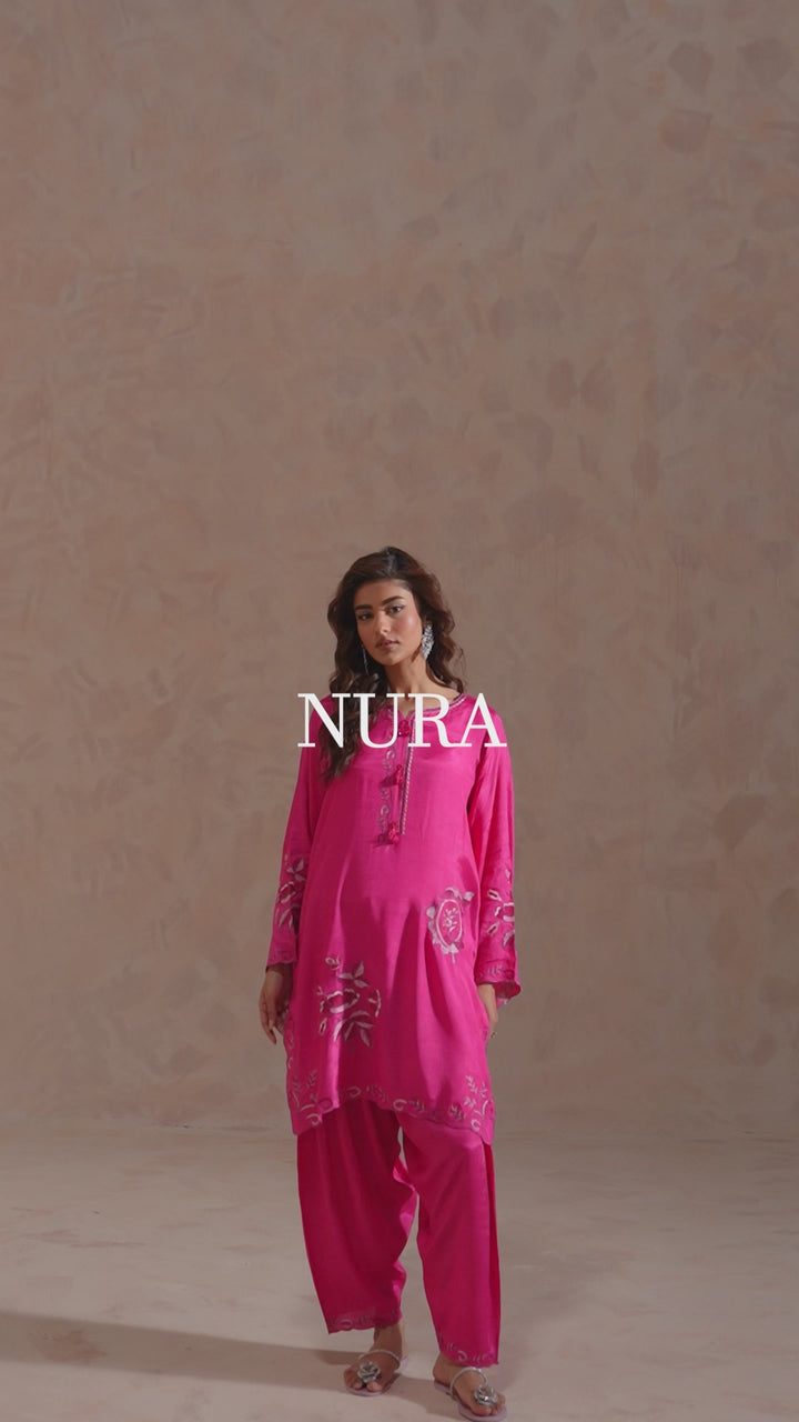 Premium embroidered raw silk short shirt & shalwar pret set for women by Zehnaz Pakistan