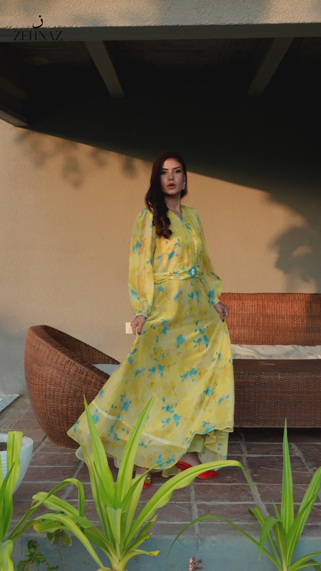 Azure Maxi – Printed Bamber & Charmeuse Dress