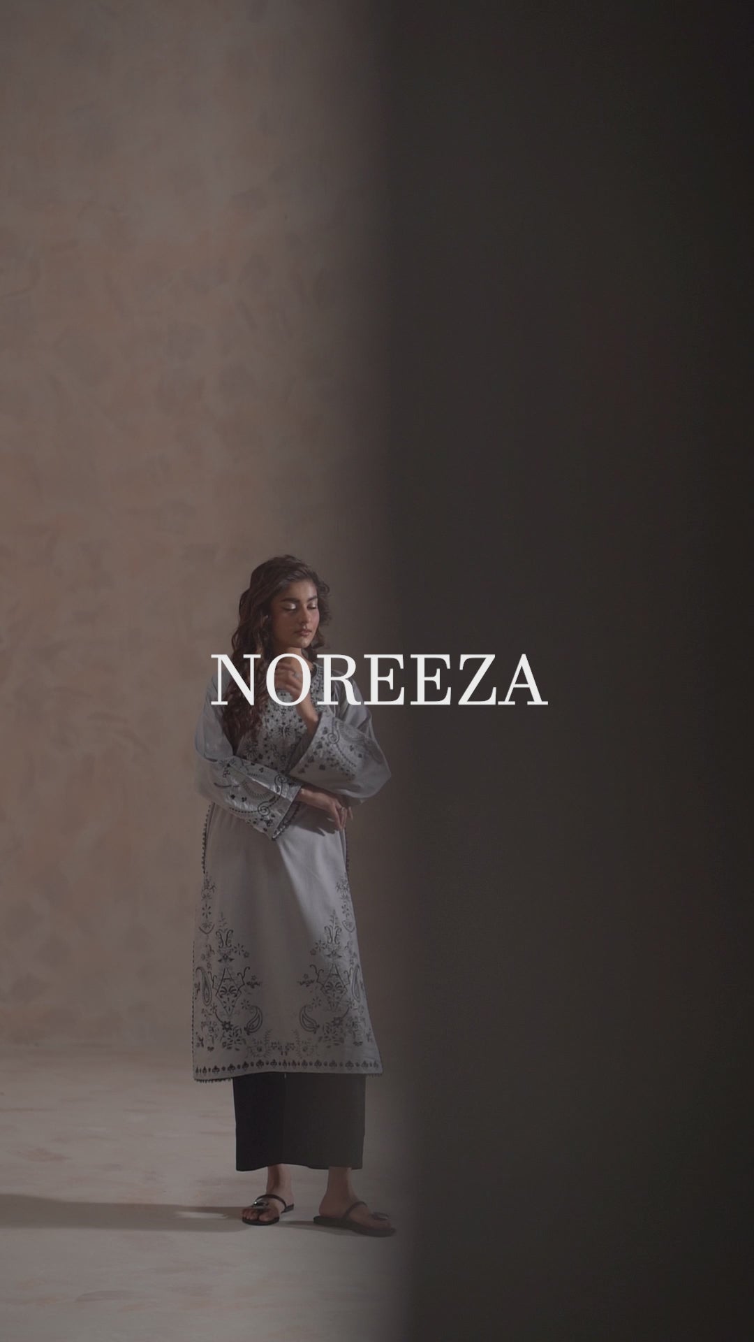 Minimal embroidered cambric shirt for women pret wear by Zehnaz