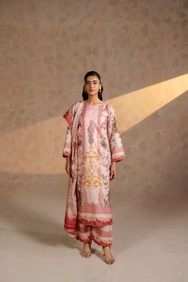 Rose Merry – Printed Swiss Silk 3Pc Suit - Zehnaz.ae