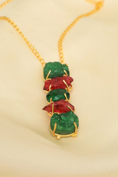 Royal Gem Necklace – Handmade Gold-Plated Statement Jewelry