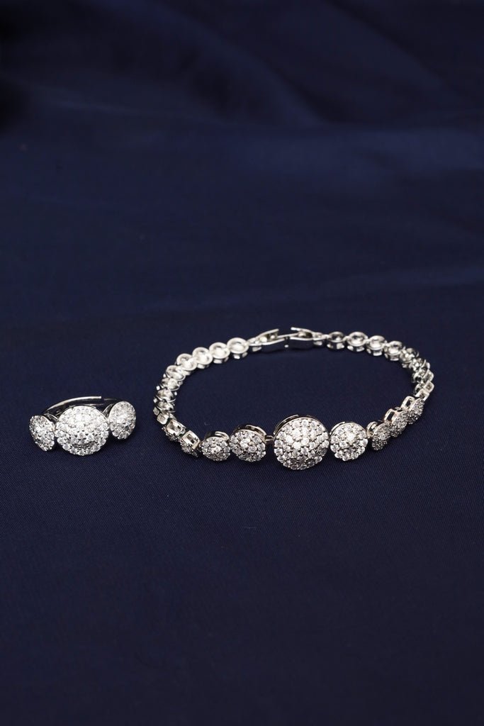 Royal Riviere Silver Plated CZ Jewelry Set - Zehnaz.ae