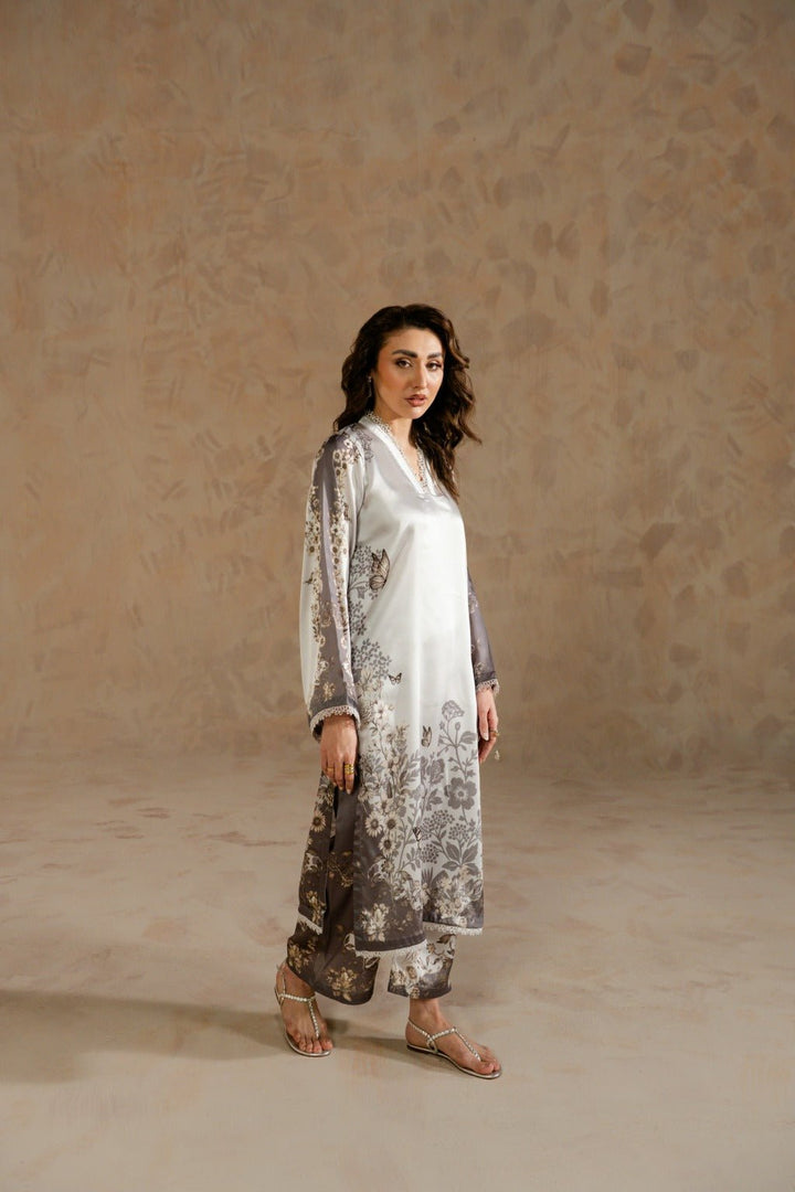 STELLA – Printed Charmeuse Silk Co - Ord Set - Zehnaz.ae