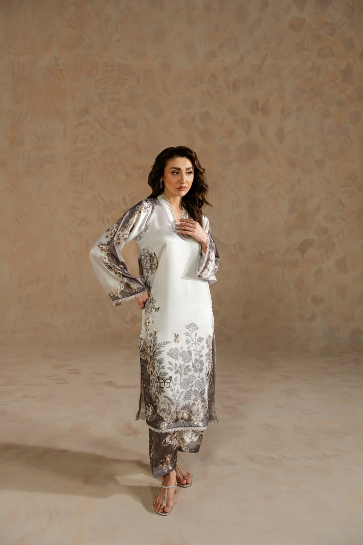 STELLA – Printed Charmeuse Silk Co - Ord Set - Zehnaz.ae
