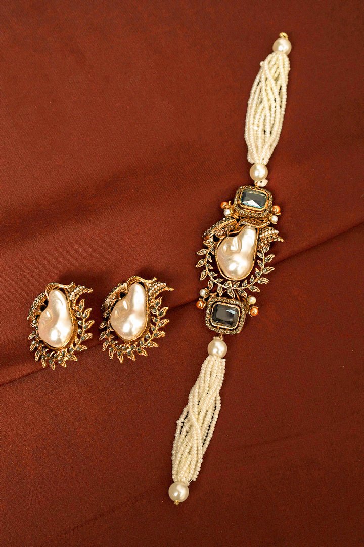 Sultana Pearl Choker Set - Zehnaz.ae