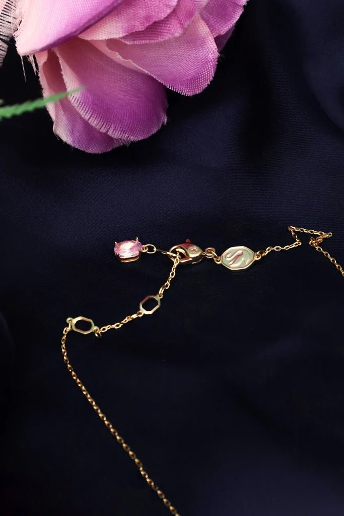 Swarovski Idyllia Small Pink Flower Pendant Necklace – Gold - Tone - Zehnaz.ae