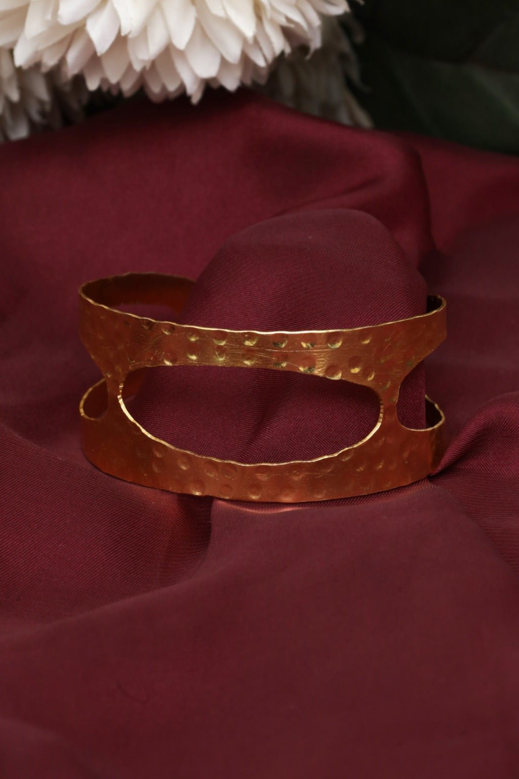 Wide Hammered Gold Tone Openwork Cuff Bracelet – Adjustable Statement Bangle - Zehnaz.ae