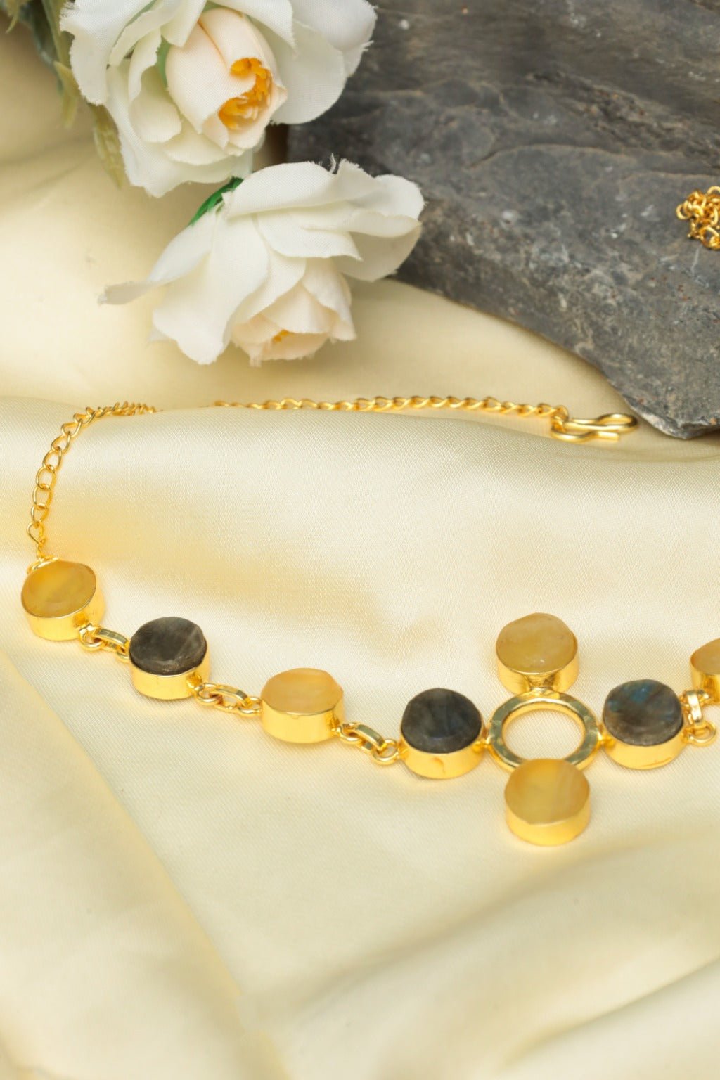 Yellow & Grey Gold - Plated Choker Necklace - Zehnaz.ae